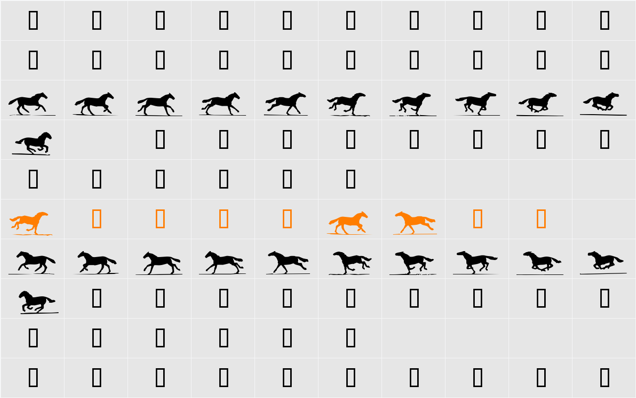 RunningHorses Character Map