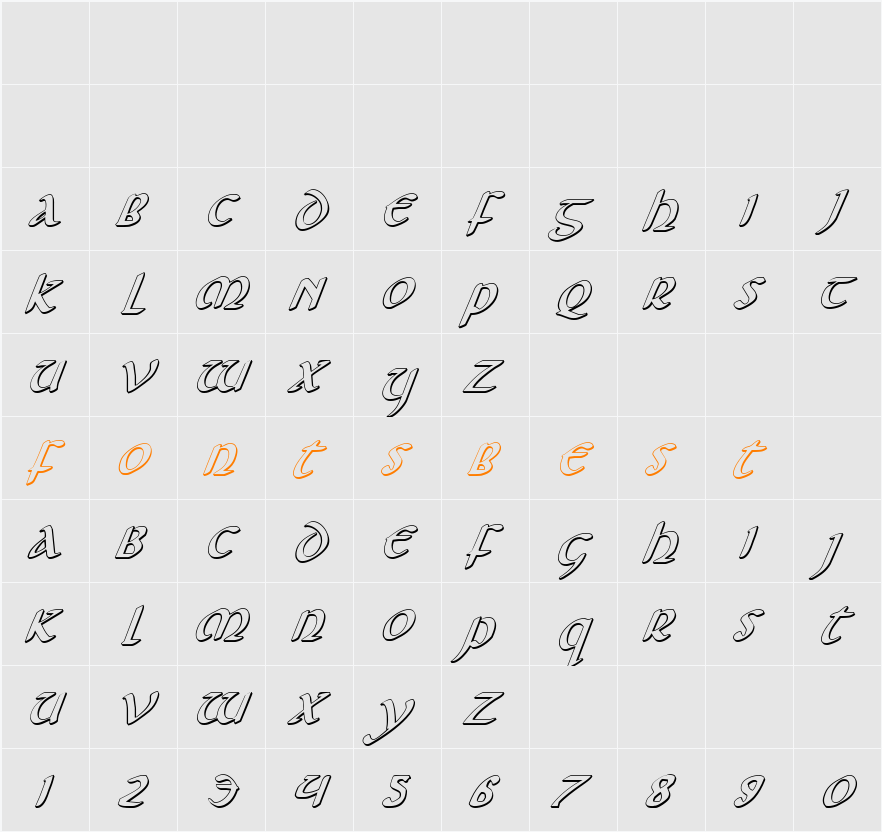 Foucault 3D Italic Character Map