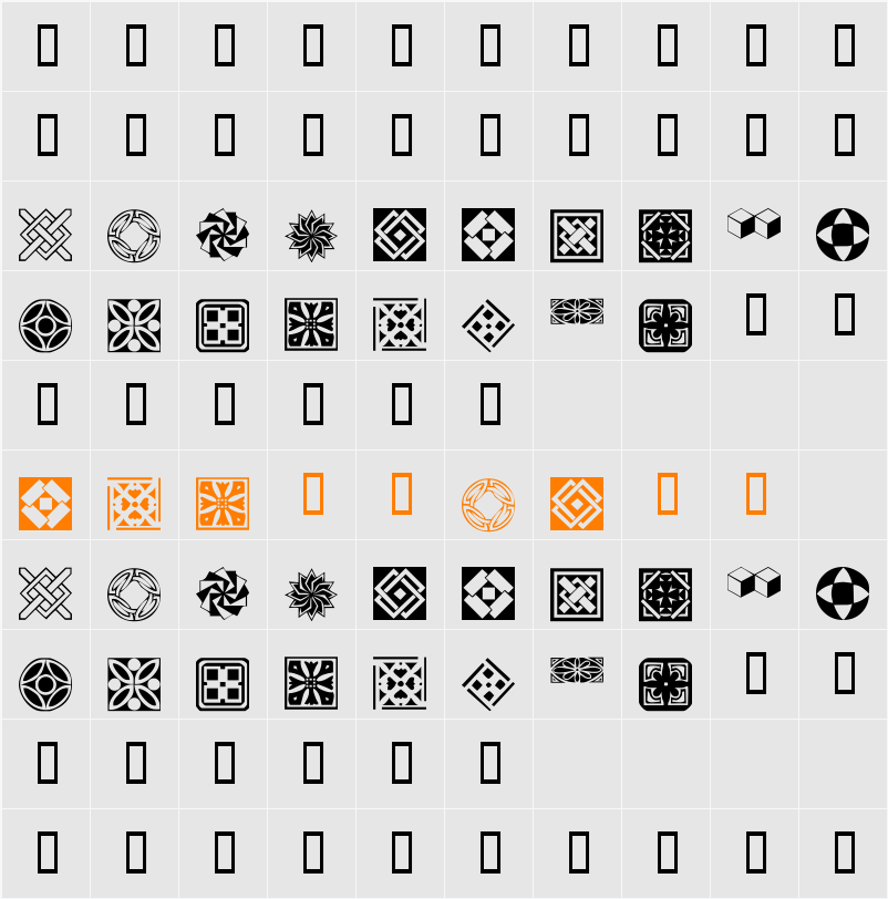 KR Fleurish Deco Character Map