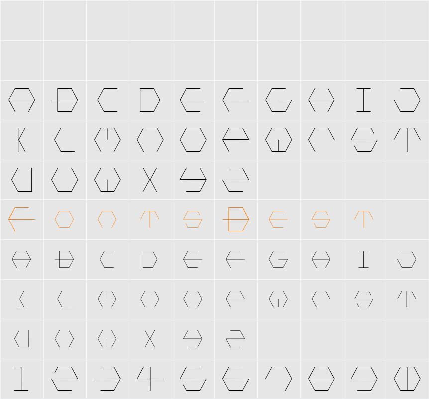 HONEYCOMBED Character Map