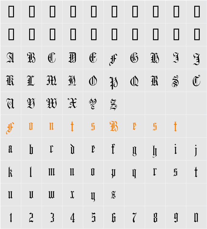 Harrowgate Character Map