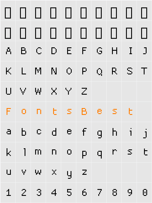 ProggyCleanTT Character Map