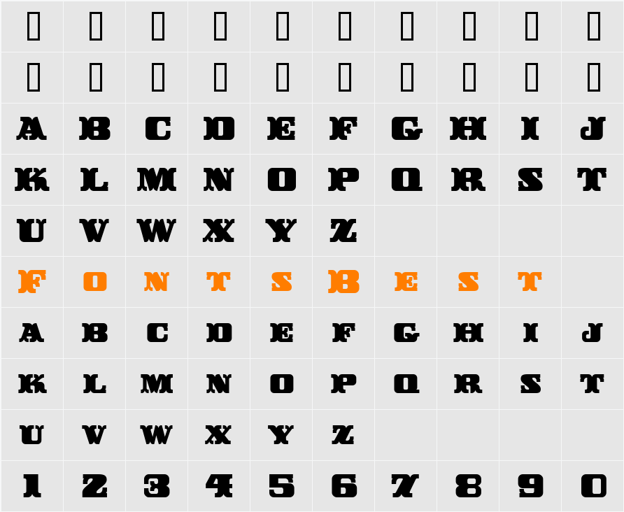 BuckerooITC TT Character Map