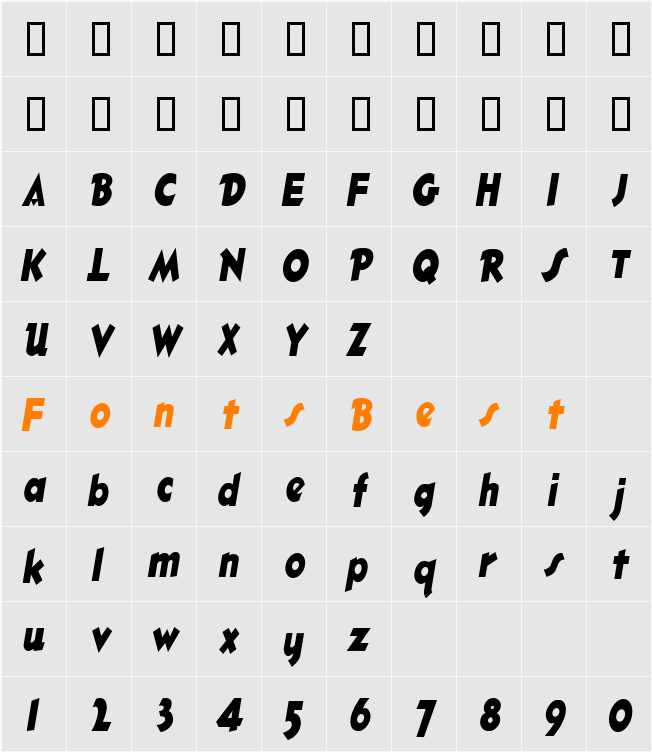 OleCondensed Character Map