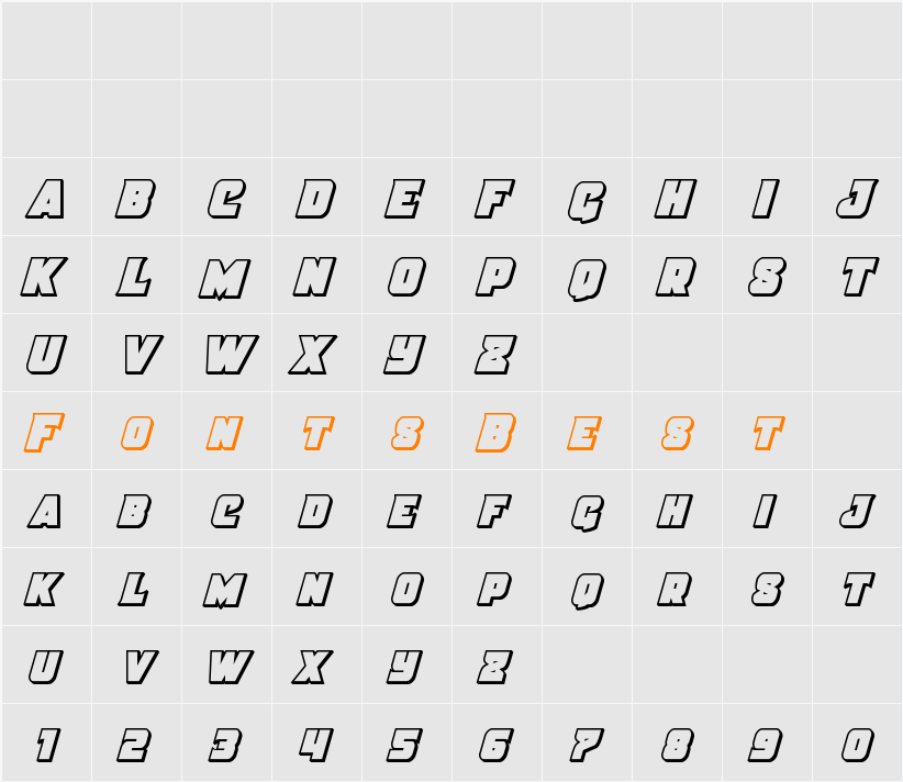 Justice Condensed Outline Character Map