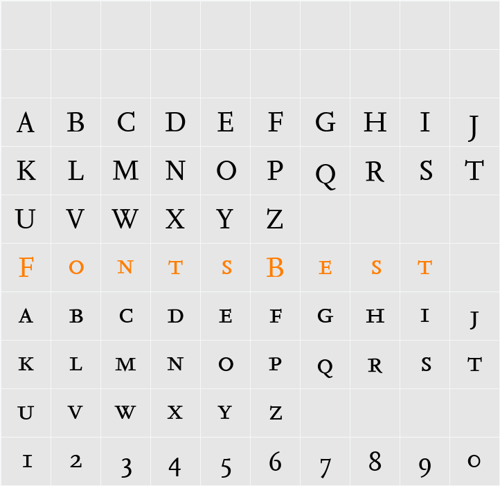 Seria-RegularCaps Character Map