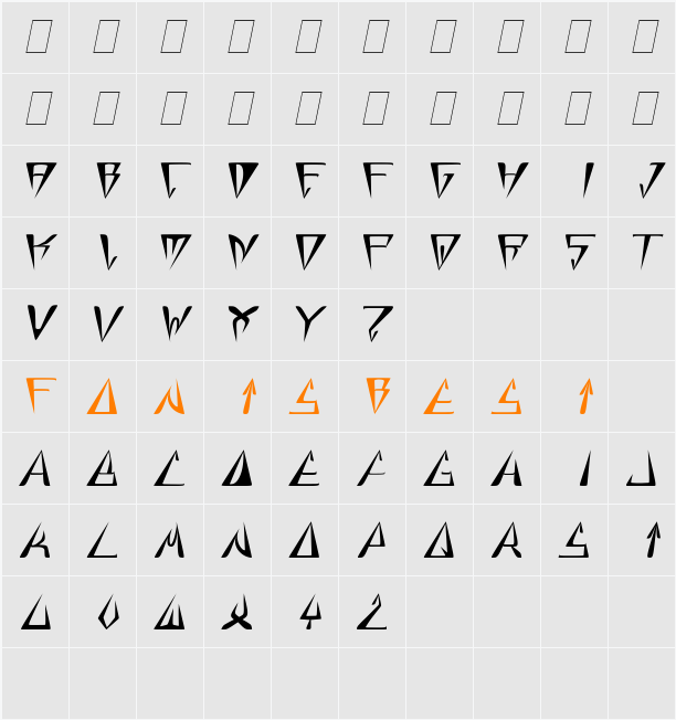 GlOrY ThIn Character Map