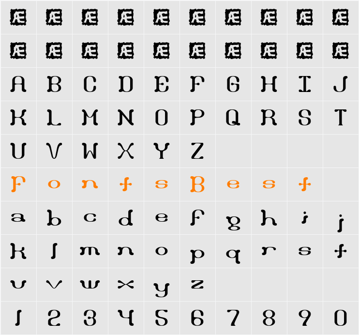 Draggle over kerned BRK Character Map