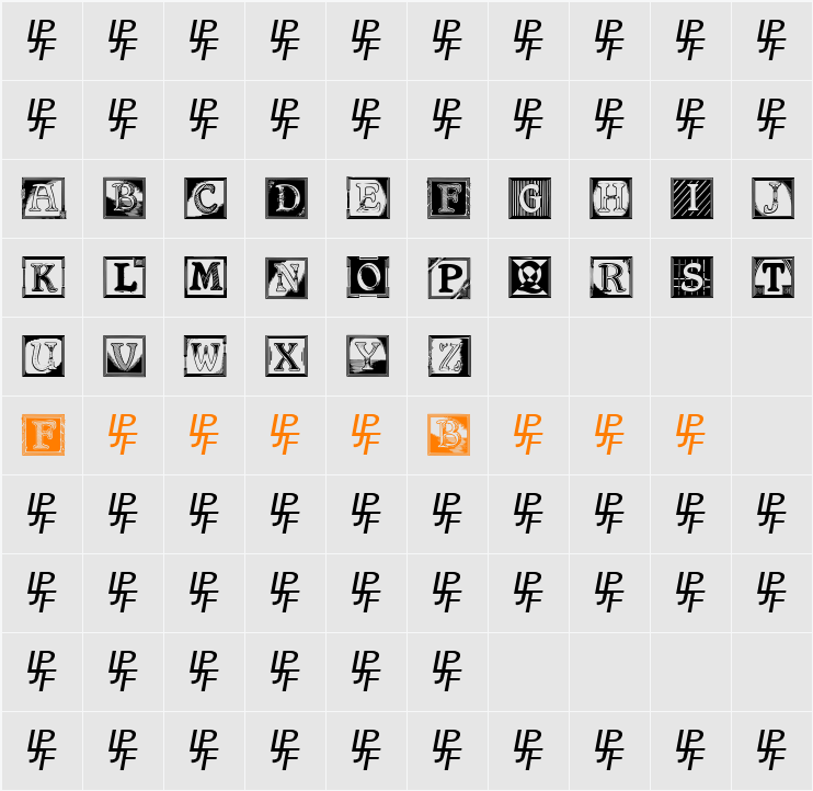 Shrewsbury Initials Character Map