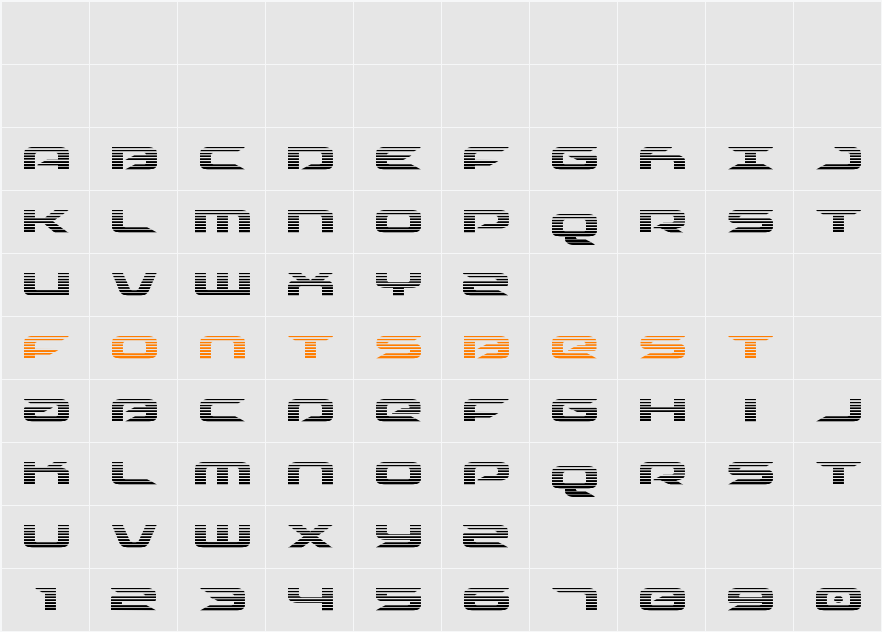 Drive Scanlines Character Map