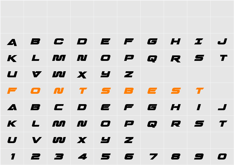 Quark Storm Bold Italic Character Map