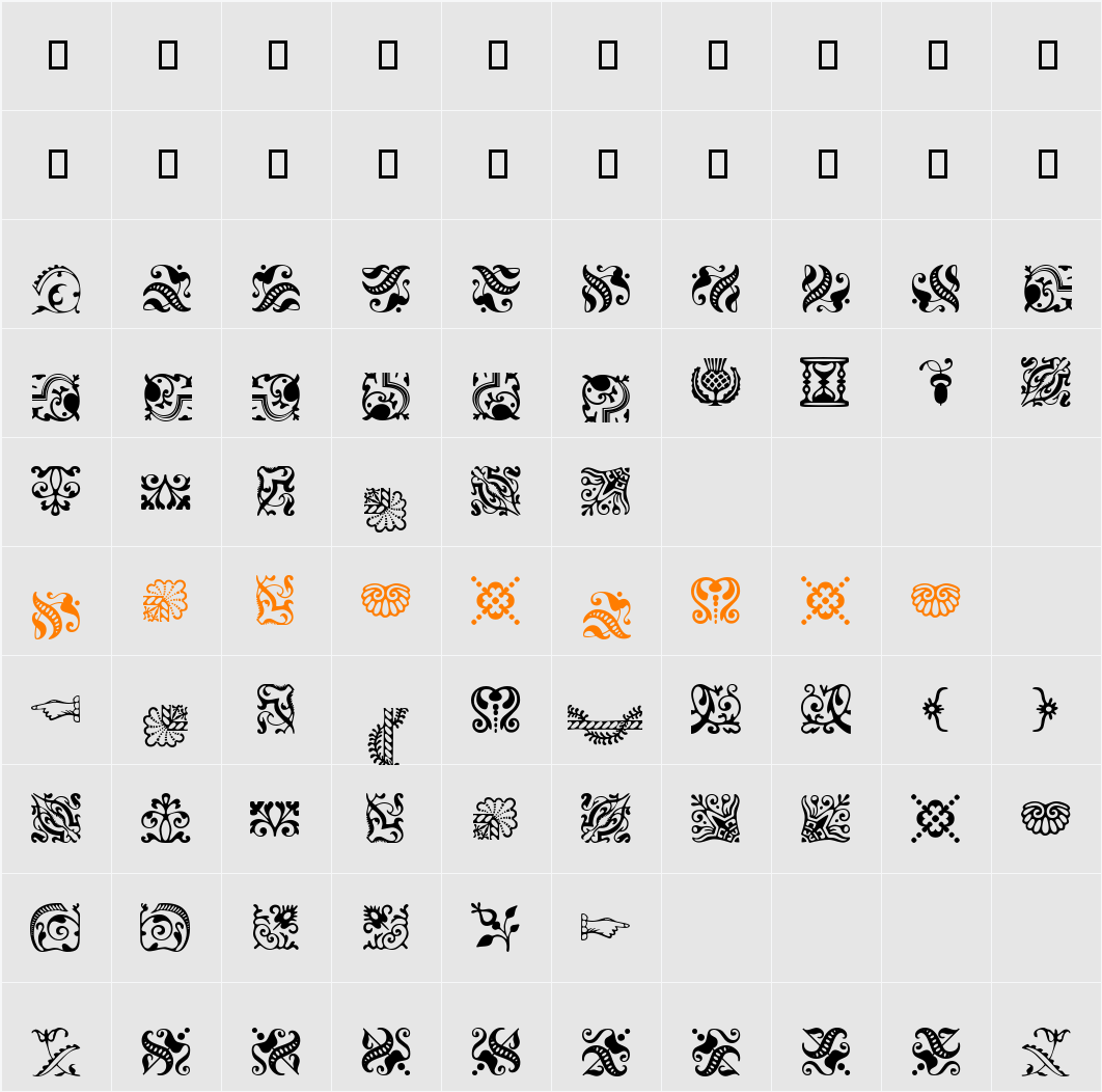 BordersOneSSK Character Map