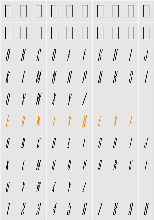 Slim-Jim Character Map