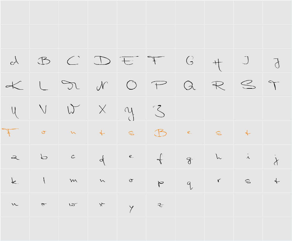 Marleen Script reduced Character Map