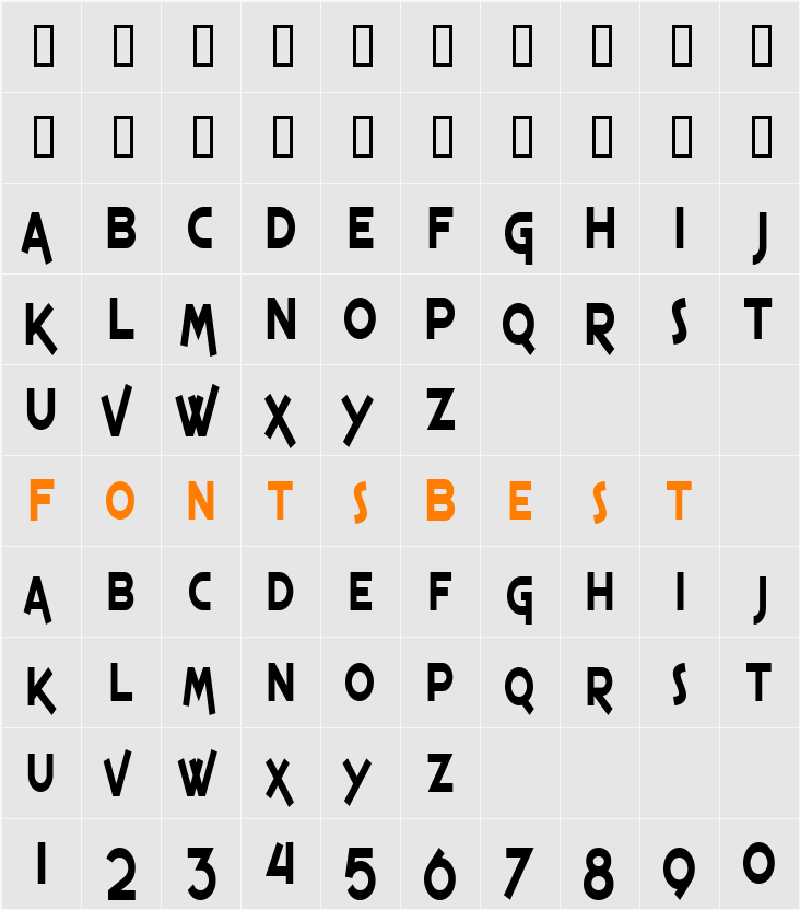 SF Espresso Shack Condensed Character Map