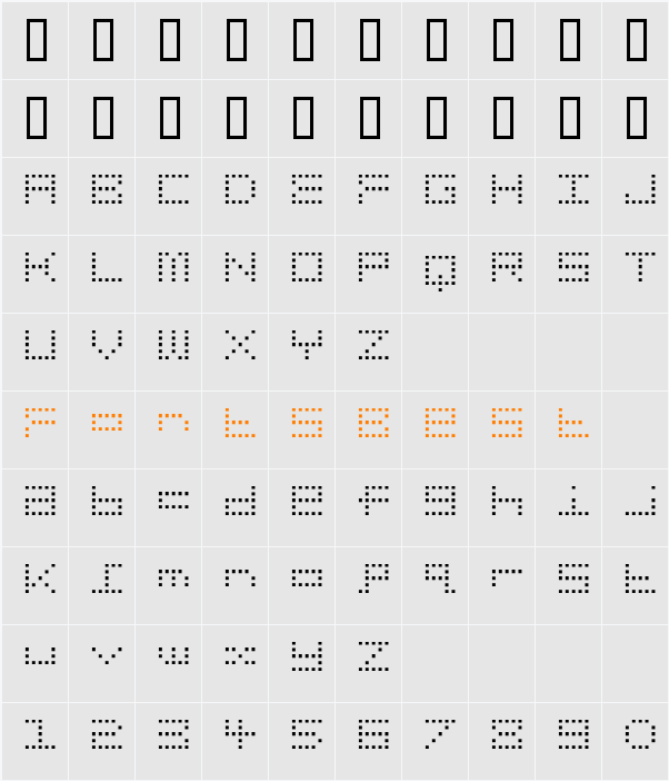 Gridder Character Map