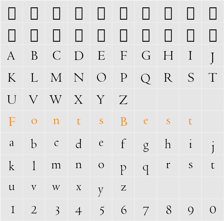 Venetian301 BT Character Map