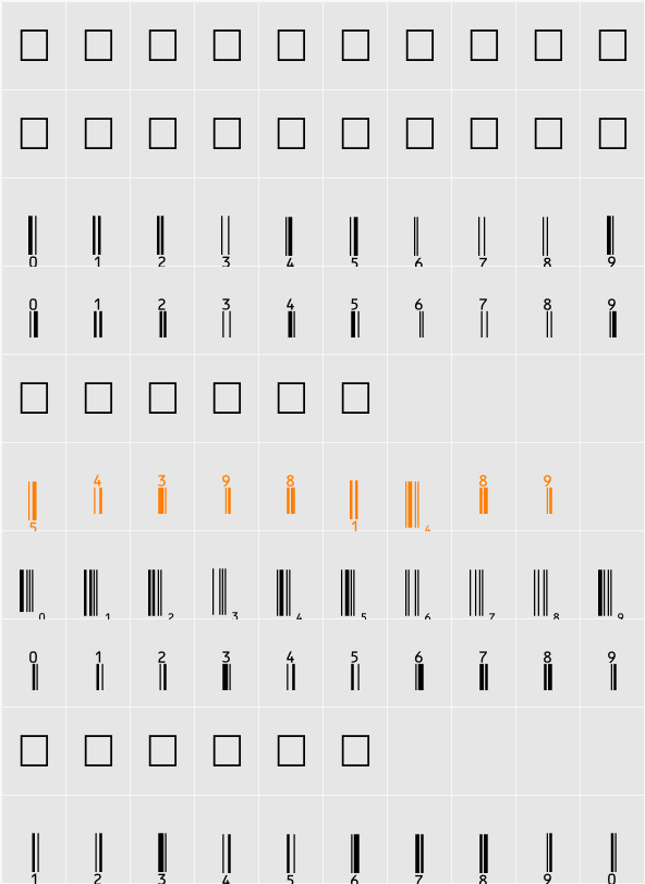 UpcP36Tt Character Map