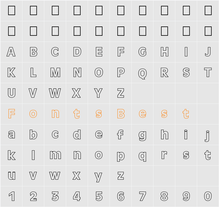 FZ BASIC 1 HOLLOW Character Map