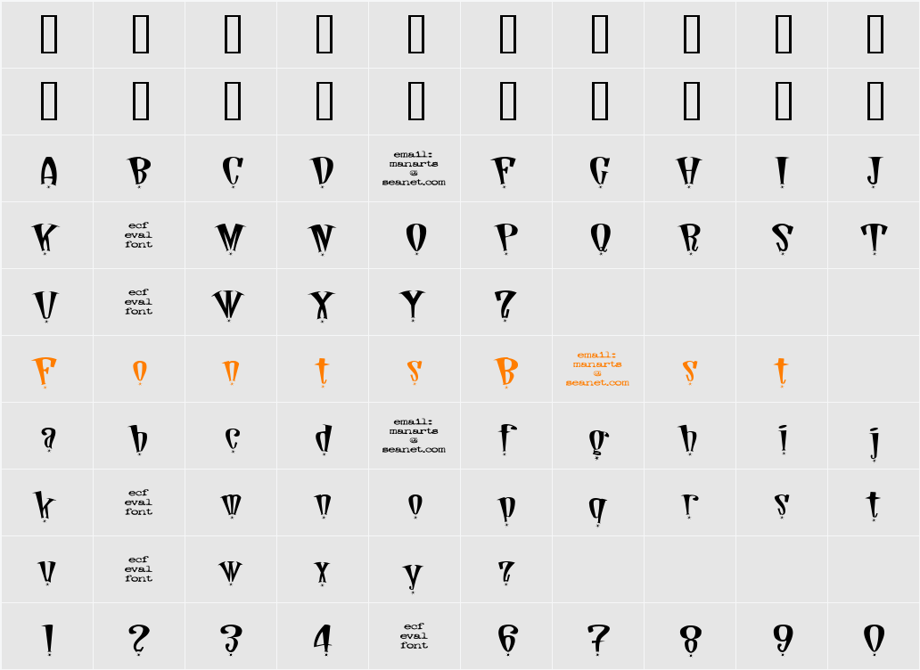 daddio star (eval) Character Map