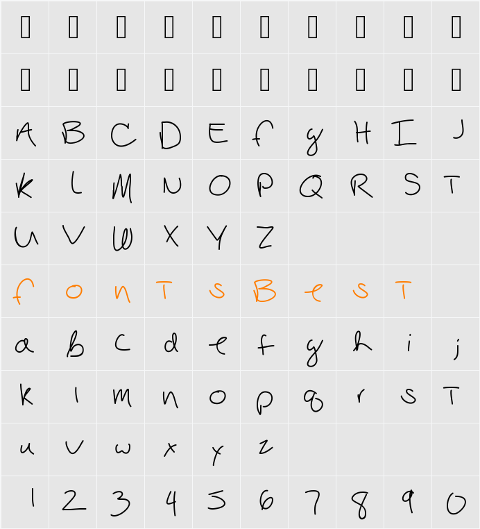 BojarskiLight Character Map