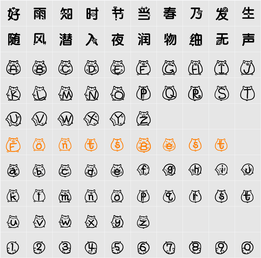 Heiti SC Character Map