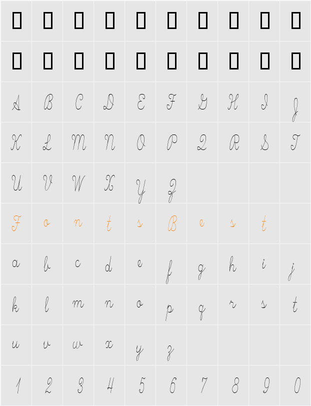 HWScriptMitchell Character Map
