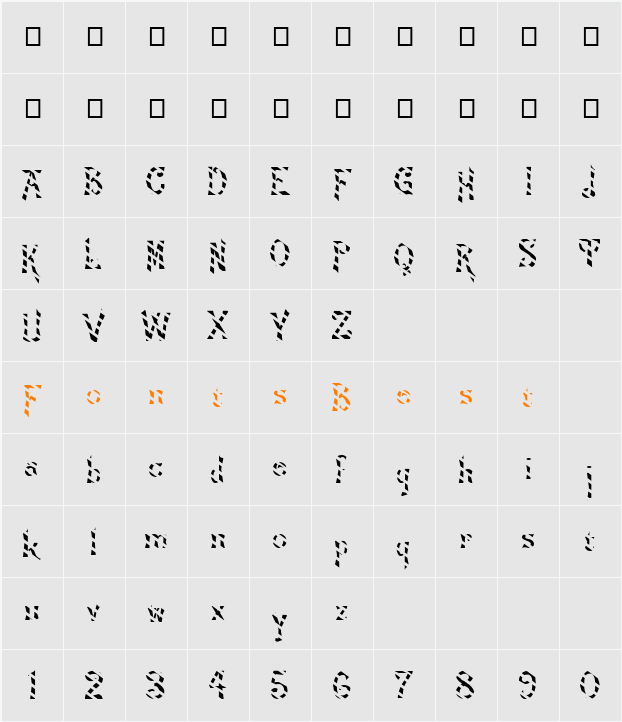 FZ JAZZY 21 STRIPED Character Map