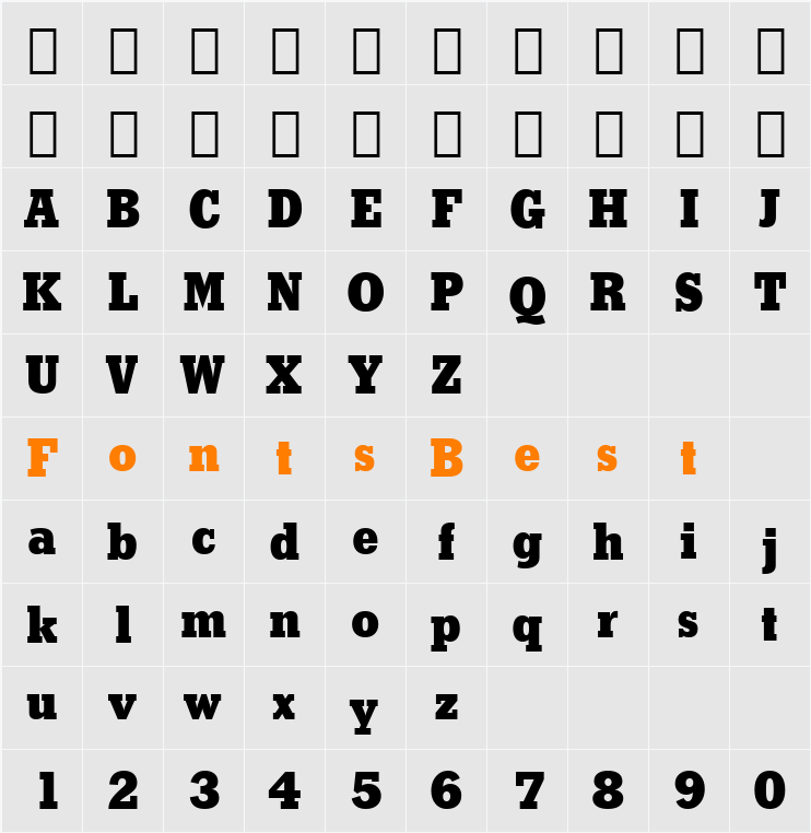 Stymie XBd BT Character Map