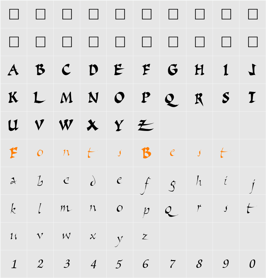 Script ttnorm Character Map