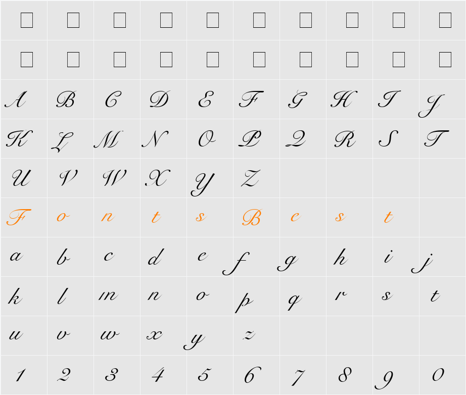 Bravo Script SSi Character Map