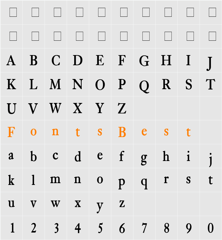 Bliss Condensed Character Map