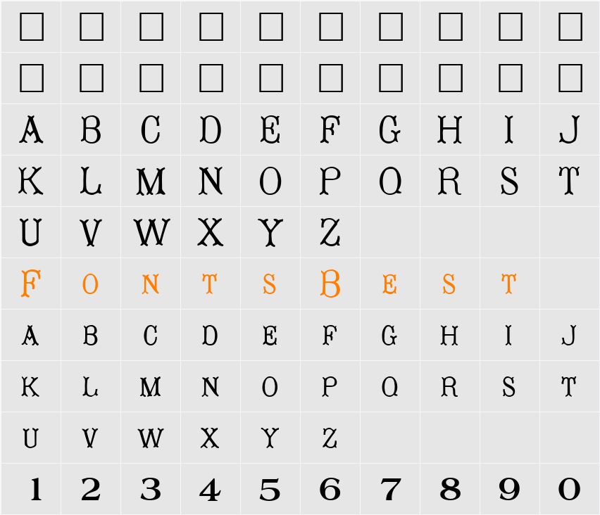 SmallRoseExt45 Character Map