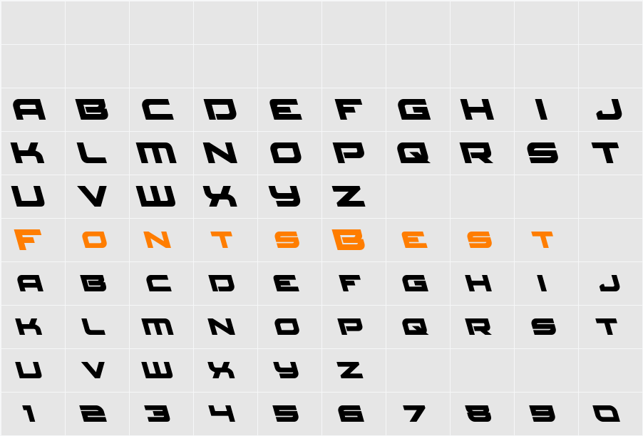 Red Rocket Leftalic Character Map