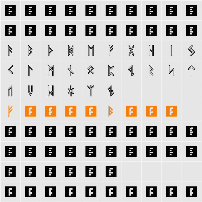 VIKING, ELDER Runes Character Map