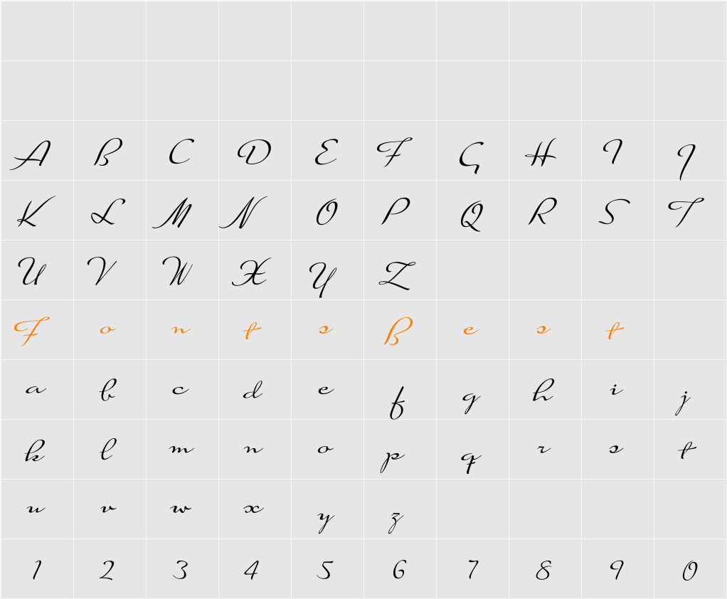 Suave Script Character Map