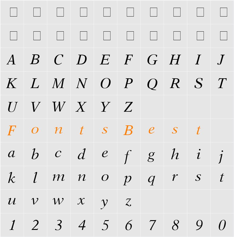 Orchid SSi Character Map