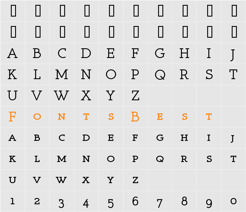 Register Serif BTN SC Character Map