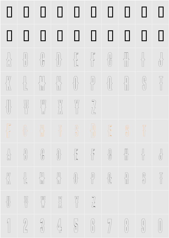 ThornsOutline Character Map