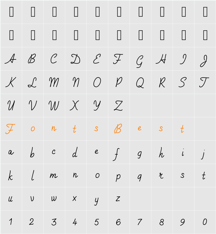 Handa Character Map