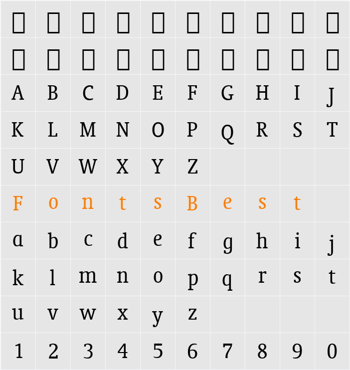 Oranda Cn BT Character Map