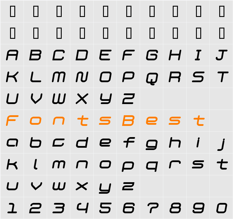 PhantomBold Italic Character Map
