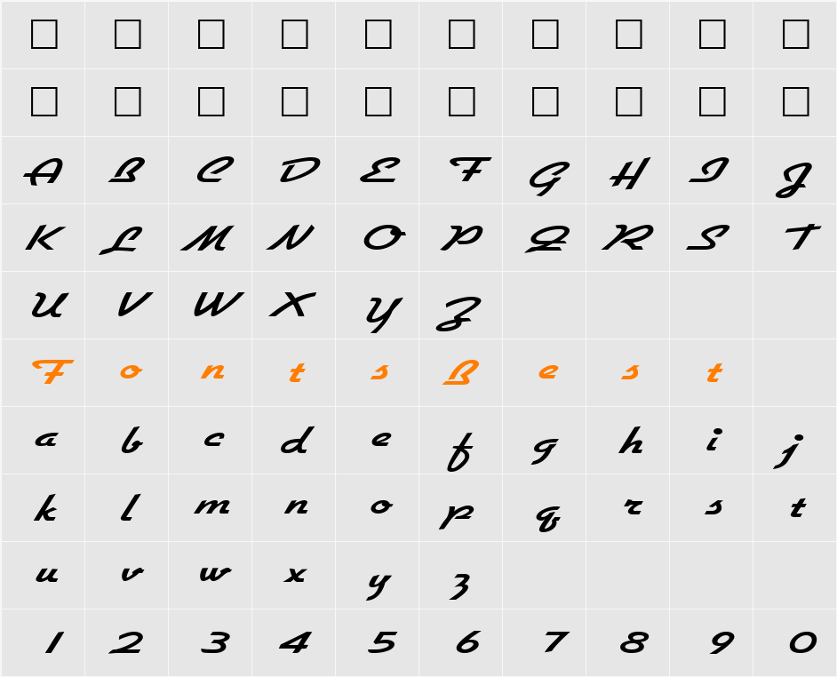 GallanteWide Character Map
