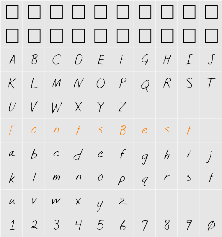 LEHN215 Character Map