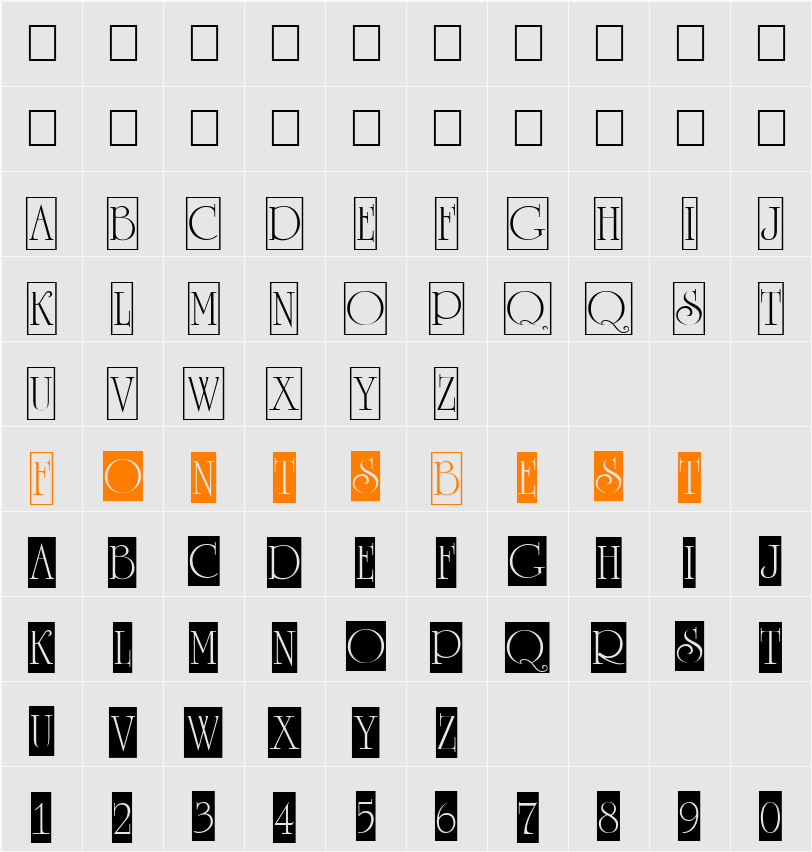 a_RomanusTtlCmD1Cb Character Map