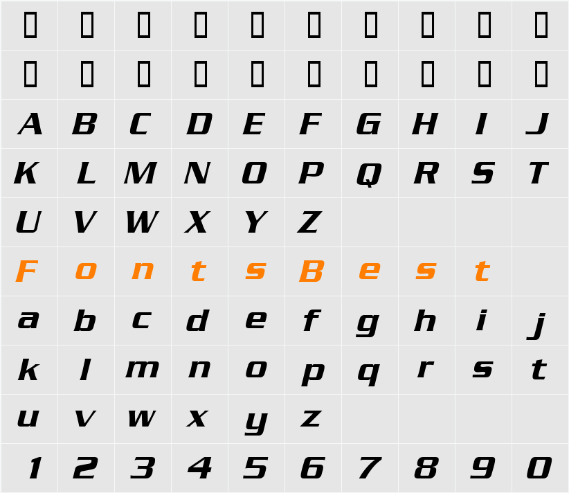 BoostSSK Character Map