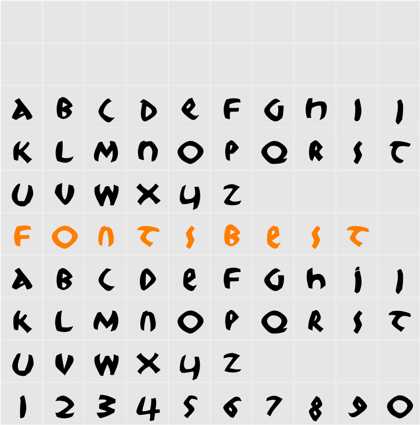 RootsKochThree Character Map