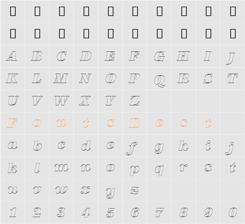URWAntiquaTSupItaOu1 Character Map