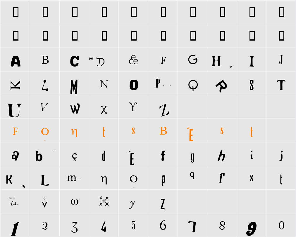 P22 Dada Character Map