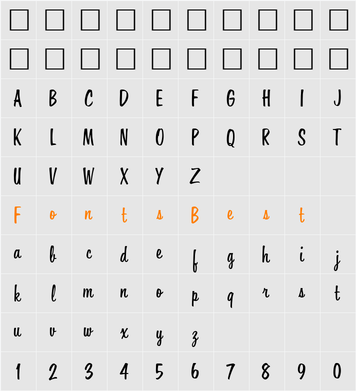 Hover DB Character Map